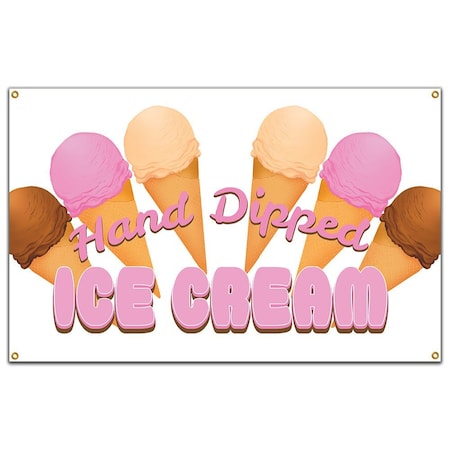 Hand Dipped Ice Cream Banner Concession Stand Food Truck Single Sided